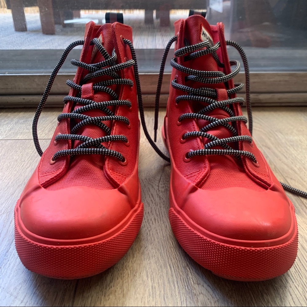 Hunter Rubber Canvas Converse Rain Boots (Red)